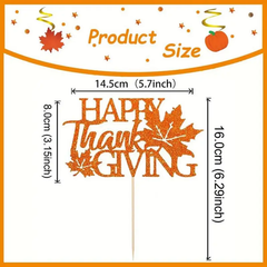 Fall Thanksgiving Day Cake Topper - 8ct - Bulk