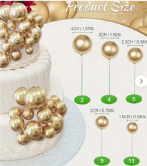 Golden Mini Balloon Cake Toppers - 31pc