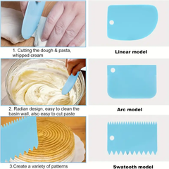 6pcs Icing Scraper, Cake Spatula Cake Smoother Set, Kitchen Tool Cake Comb for Bread Dough Cake