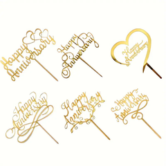 Acrylic Happy Anniversary Cake Toppers - 6ct - bulk