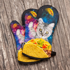 Galaxy Taco Cat Oven Mitts And Potholder Set