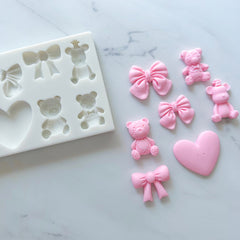 TEDDY BEARS, HEART, AND BOWS MOLD