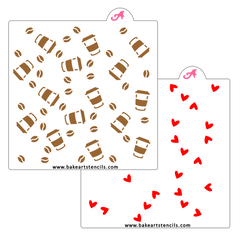 Latte Love Pattern Cookie Stencil