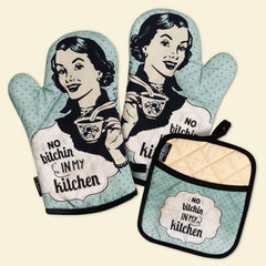 No Bitchin In My Kitchen Oven Mitts And Potholder Set