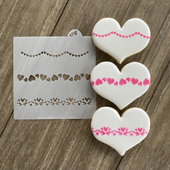 String of Hearts Garland Cookie Stencil