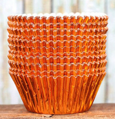 Baking Cups - Orange Foil Cupcake liners - appr 50ct