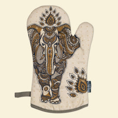 Boho Elephant Oven Mitts And Potholder Set