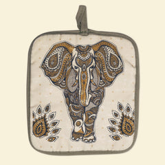 Boho Elephant Oven Mitts And Potholder Set