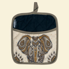 Boho Elephant Oven Mitts And Potholder Set