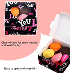 Valentine's Day Bakery Cookie Boxes with Heart Window Small - 36ct - Bulk